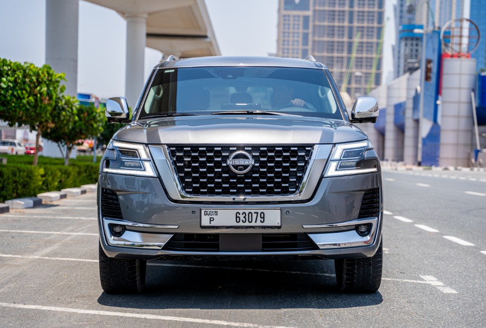 Grey Nissan Patrol LE Platinum rental Dubai