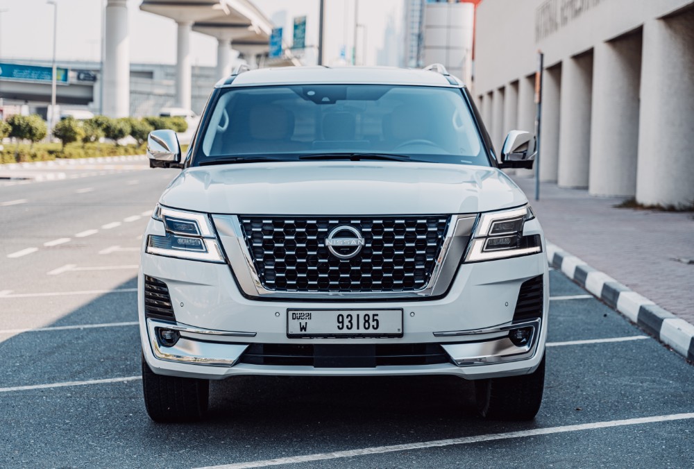 Front view of Nissan Patrol LE Platinum(white)