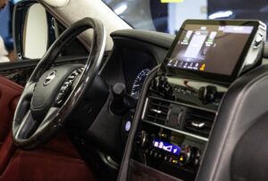 Dashboard view of Black Nissan Patrol LE Platinum