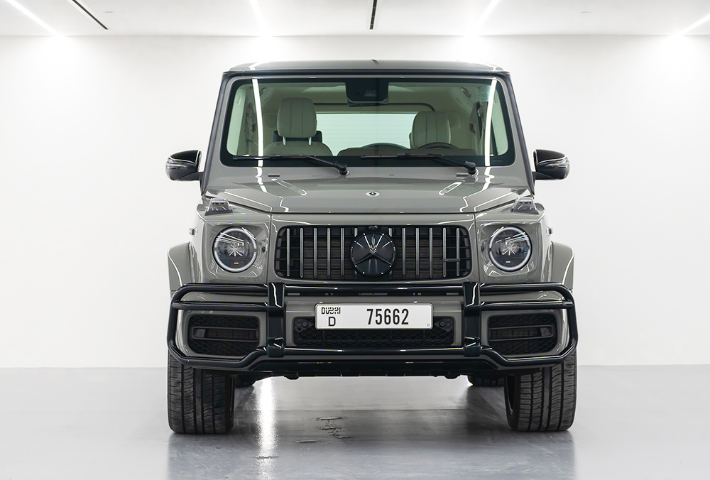 Grey Mercedes Benz G Class G 63 AMG front view