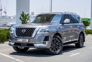 Dynamic front view of Nissan Patrol LE Platinum