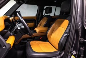 Land Rover Defender 110 front seats side view