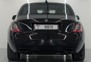 Rear view of Rolls-Royce Ghost Black