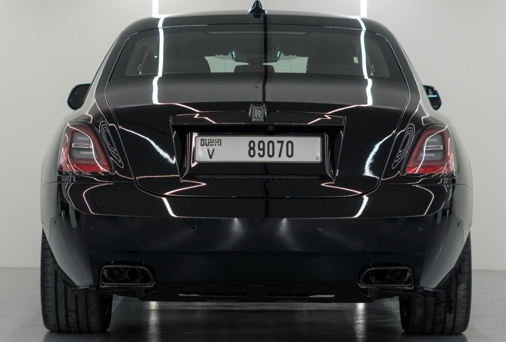 Rear view of Rolls-Royce Ghost Black