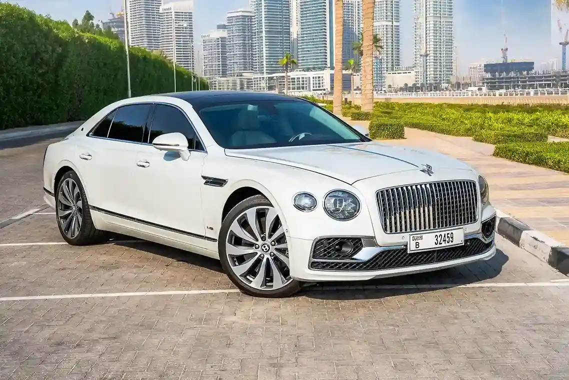 Bentley-flying-spur-white-three-quater-front