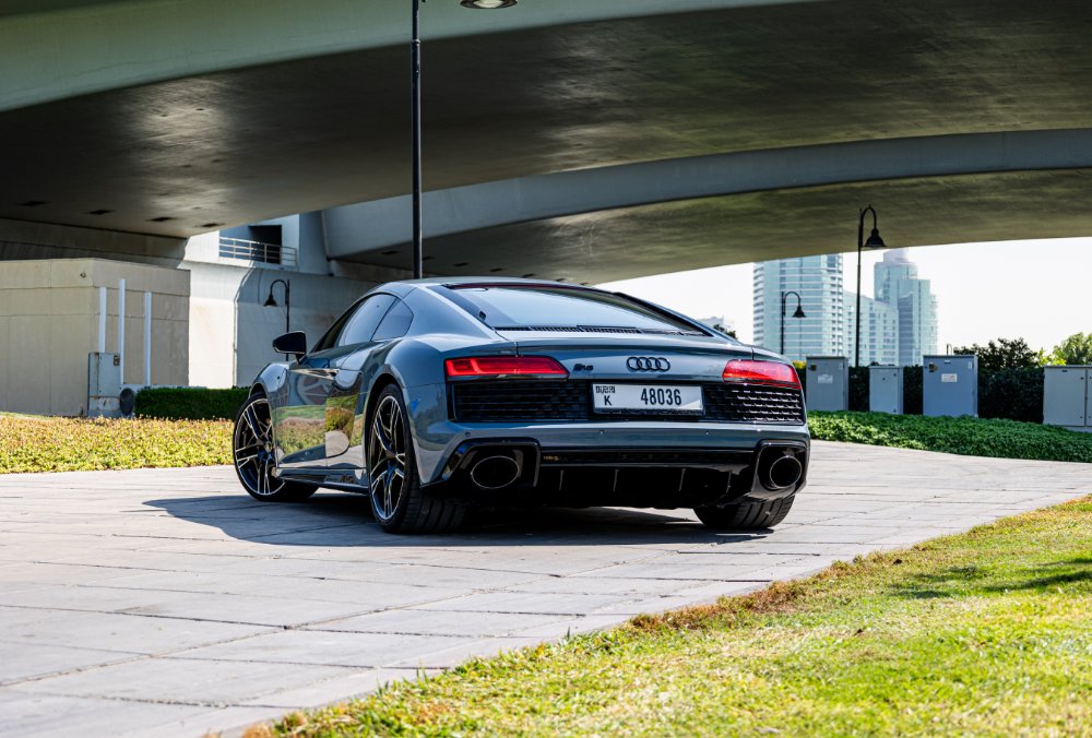 Audi R8 exterior rear angle view