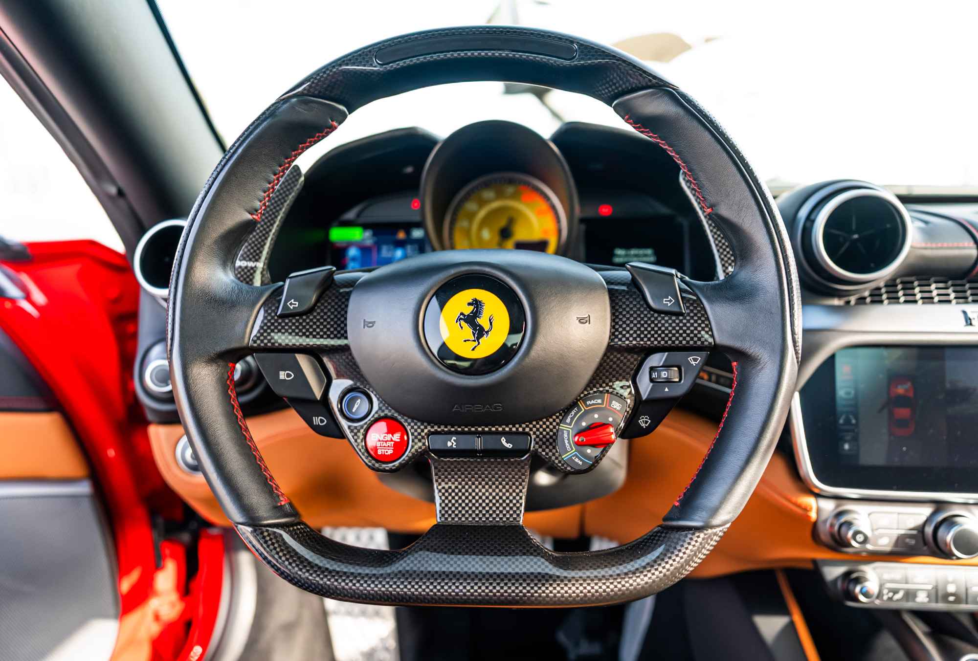 Ferrari Portofino M steering wheel closeup