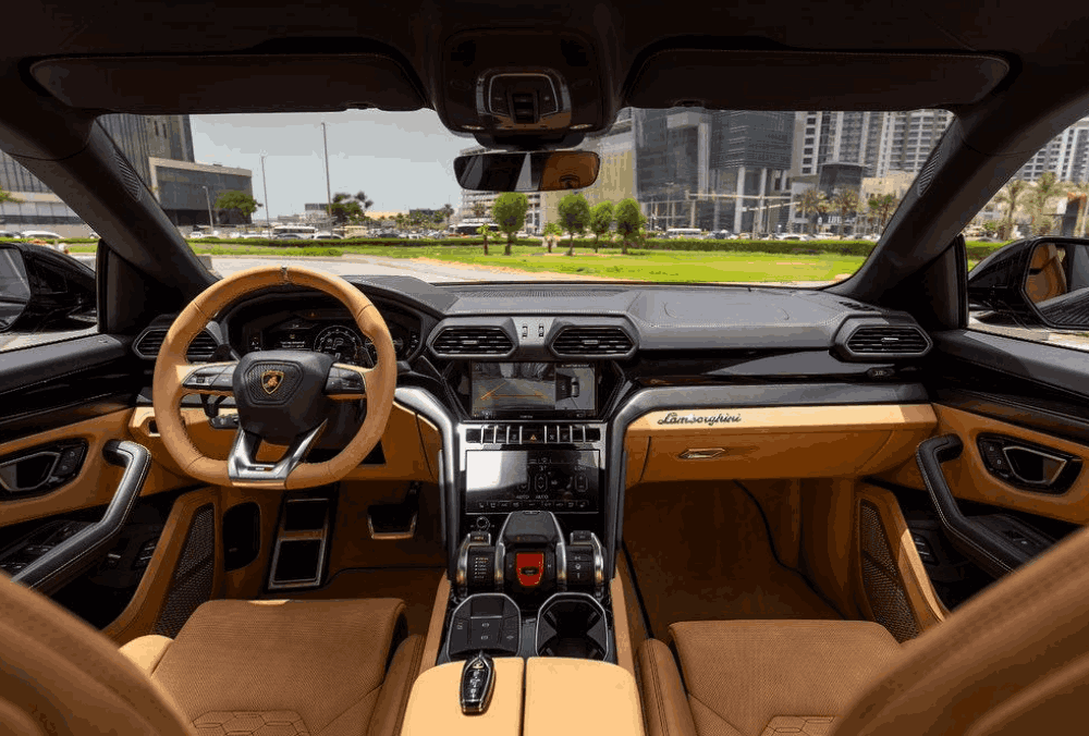 Blue Lamborghini Urus interior