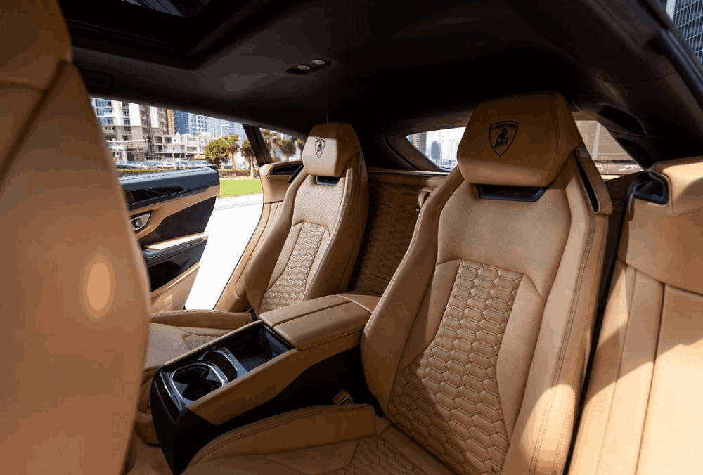 Blue Lamborghini Urus rear seats