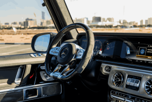 Mercedes G63 steering wheel closeup