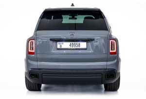 Rear view of Rolls-Royce Cullinan Black Badge Grey