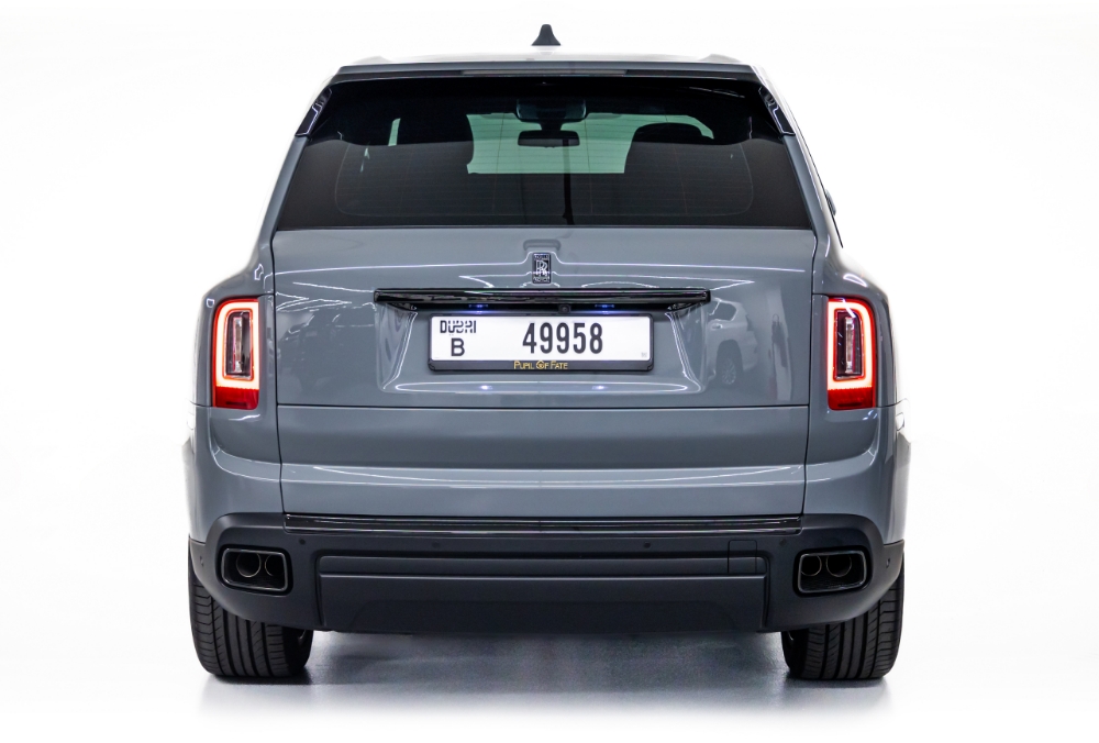 Rear view of Rolls-Royce Cullinan Black Badge Grey