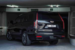Cadillac Escalade Sport Platinum rear angle view