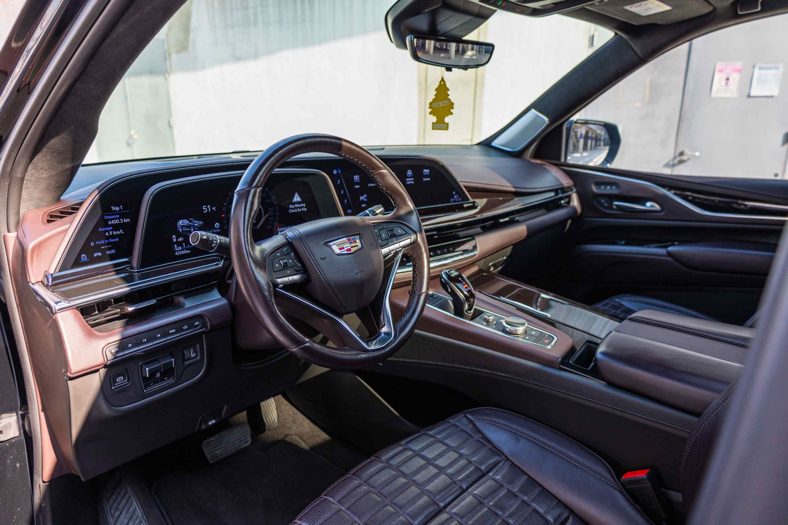 Black Cadillac Escalade Sport Platinum interior view