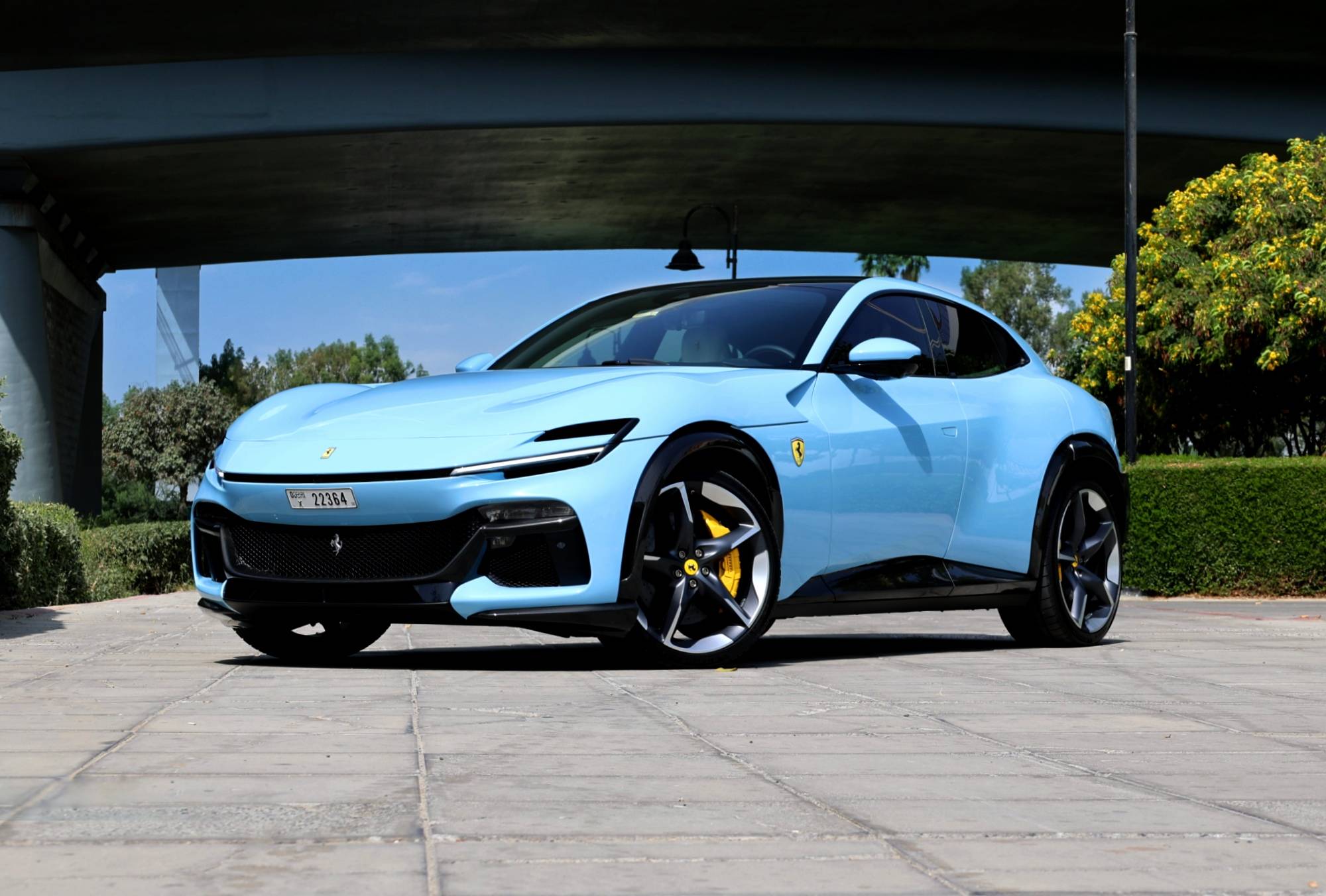 ferrari purosangue rent in dubai front view