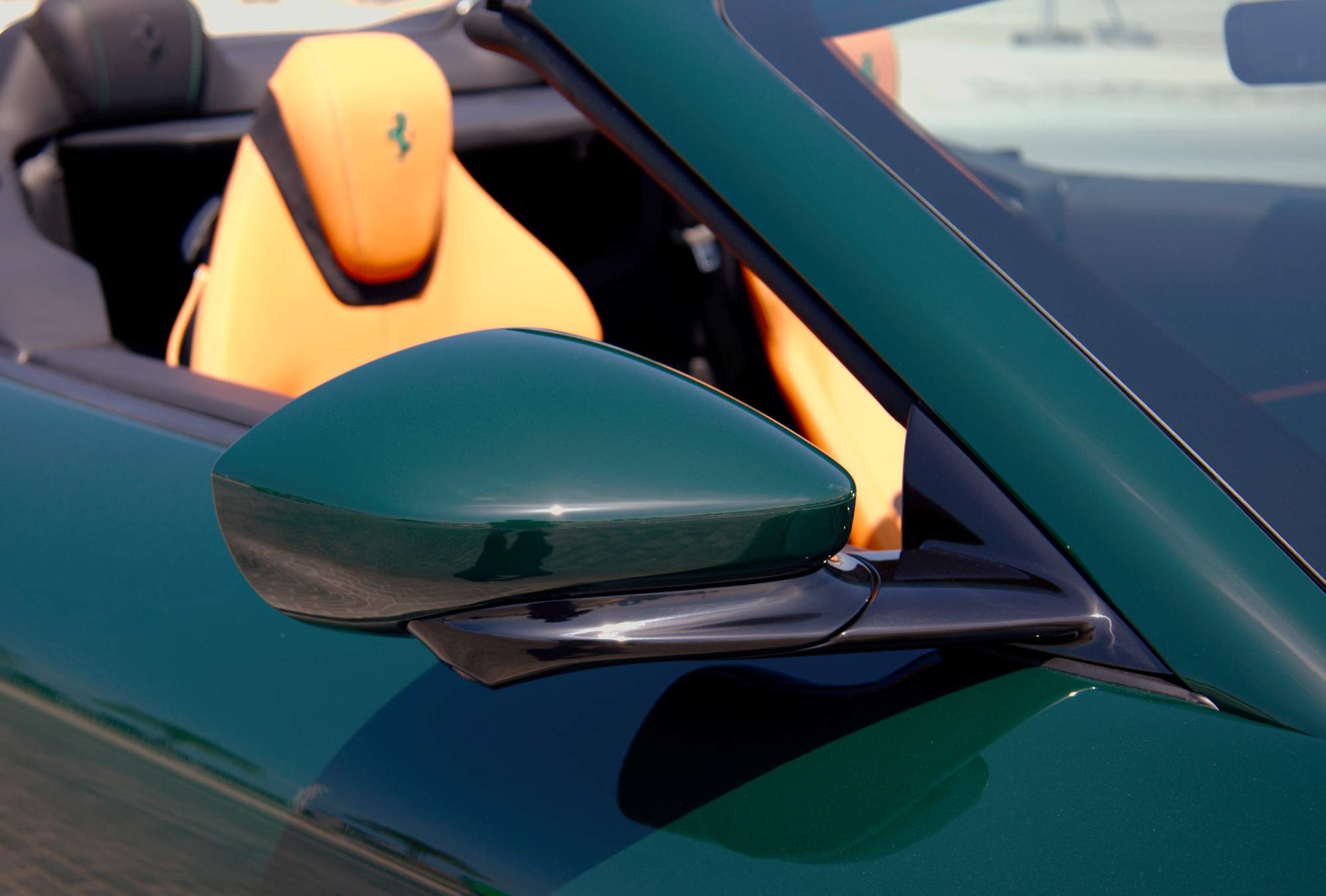 Green Ferrari Roma Spider mirror