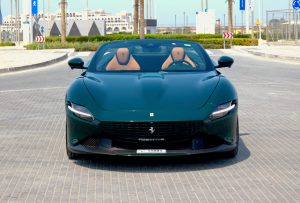Rent Green Ferrari Roma Spider in Dubai
