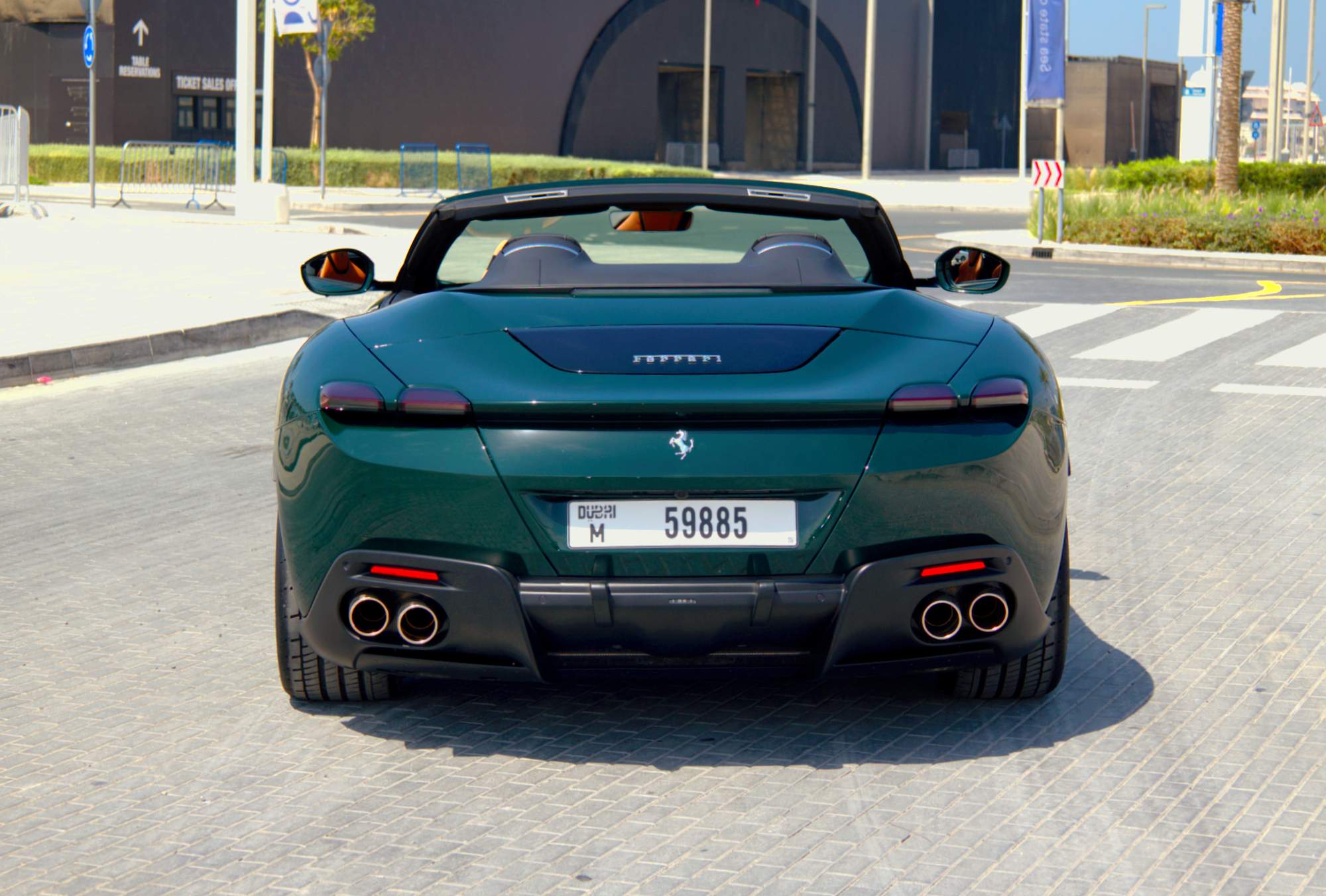 Green Ferrari Roma Spider rear view