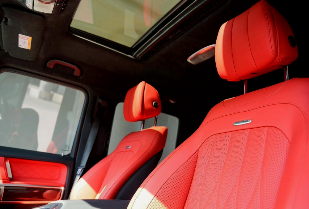 Grey Mercedes G63 AMG front seat view