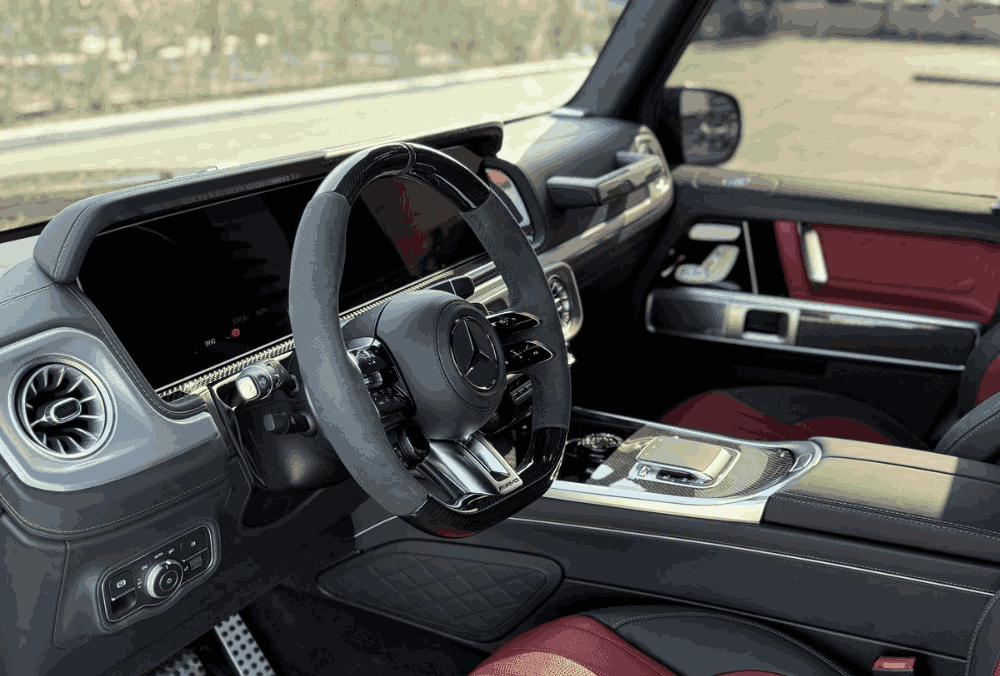 Black Mercedes G63 AMG steering wheel