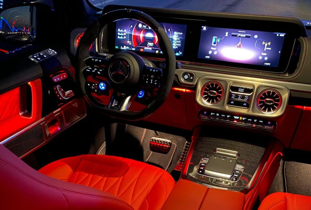 White 2025 Mercedes G63 AMG steering wheel