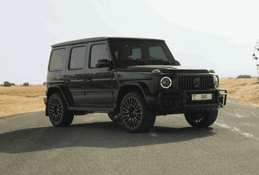 4.0L V8 Black Mercedes G63 AMG front angle view