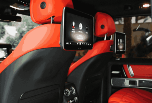 Blue Mercedes G63 AMG leather seats