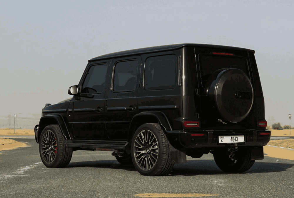 4.0L V8 Black Mercedes G63 AMG rear angle view