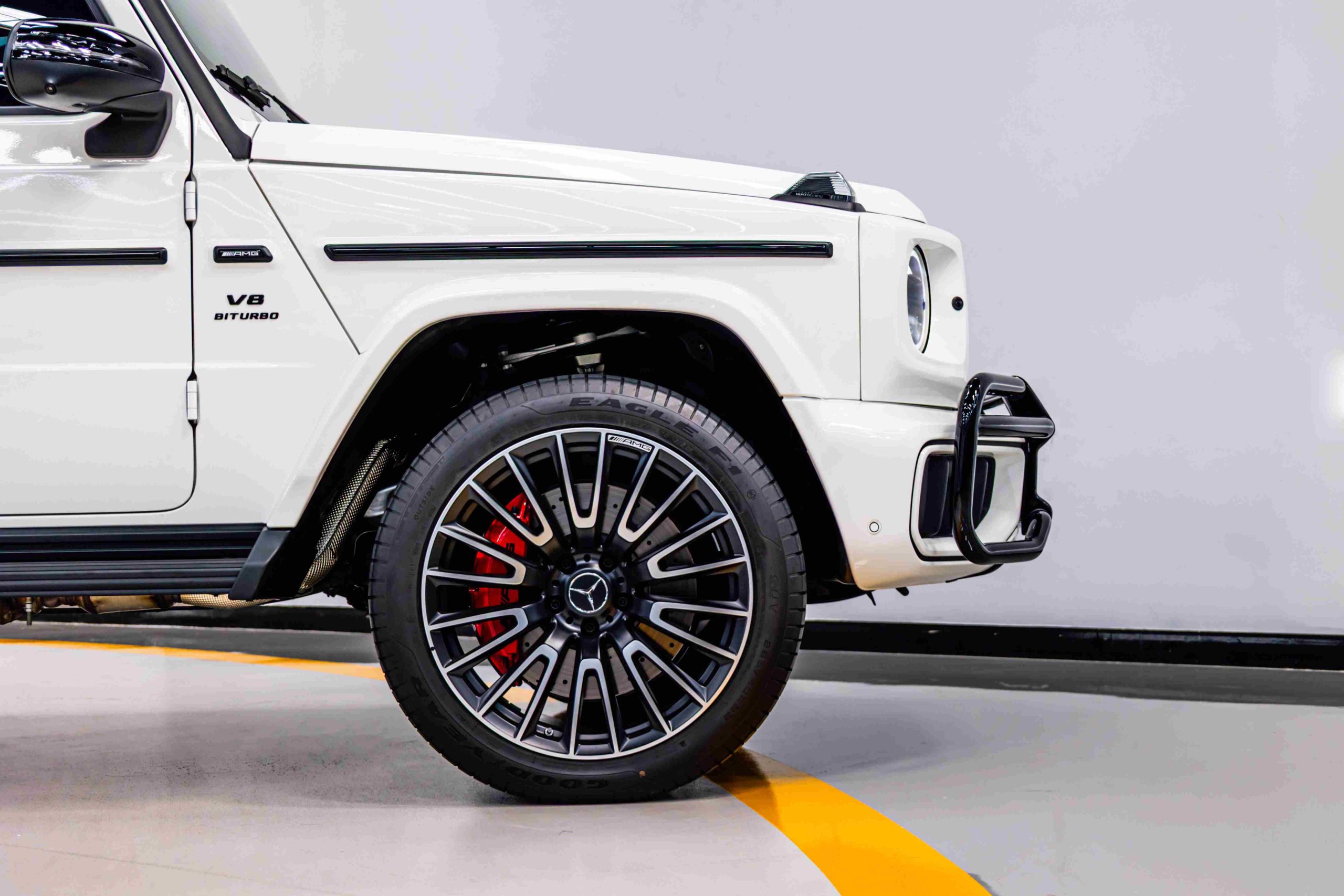 White 2025 4.0L V8 Mercedes G63 AMG wheels