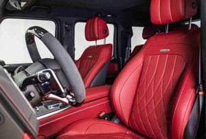 White 2025 4.0L V8 Mercedes G63 AMG front seat view
