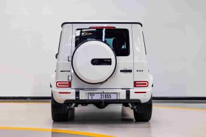 White 2025 4.0L V8 Mercedes G63 AMG rear view
