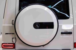 White 2025 4.0L V8 Mercedes G63 AMG spare tire cover