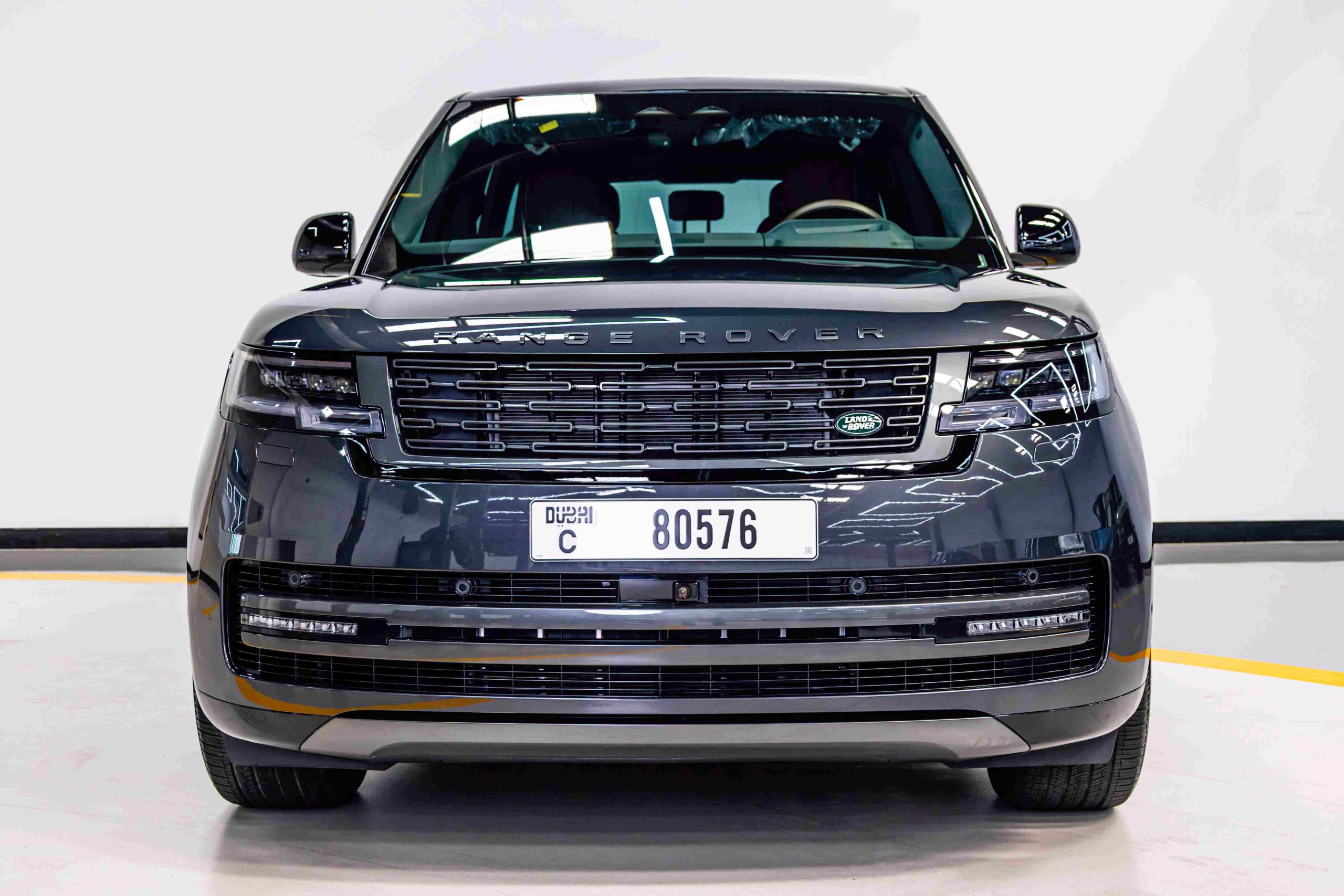 Grey Land Rover Range Rover HSE led headlights
