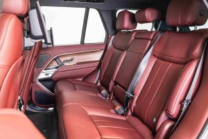 Grey Land Rover Range Rover HSE rear seat view